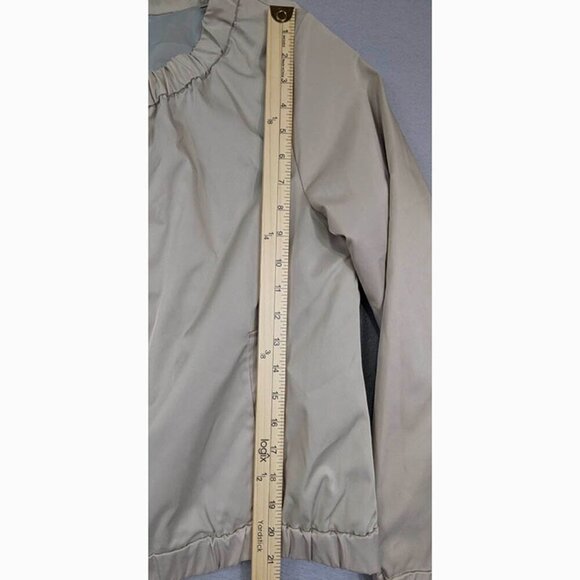 Chicos Full Zip Jacket Womens 2 Khaki Baseball Babe Abbegale Lined Windbreaker - Picture 7 of 12
